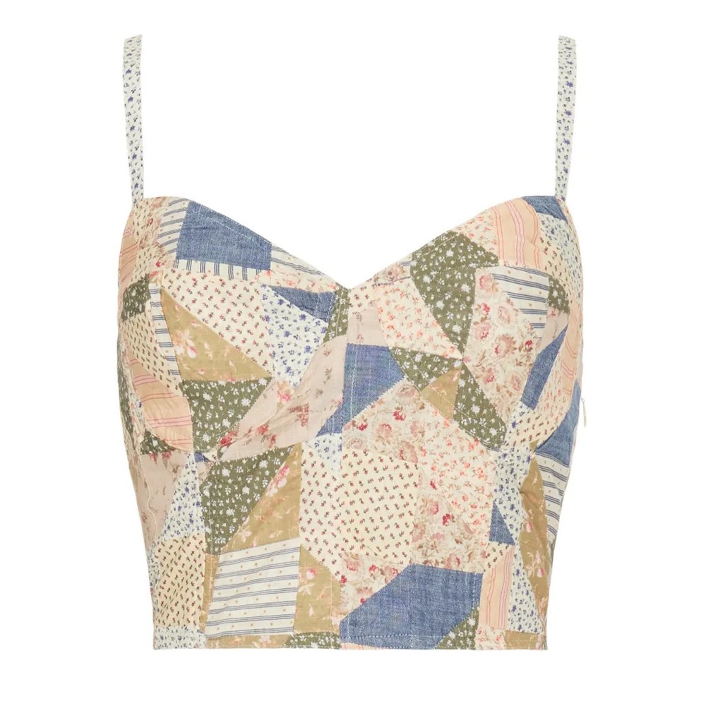 Polo Ralph Lauren quilted floral patchwork 100% cotton corset bustier - Picture 4 of 16